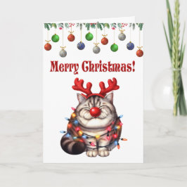 Whimsical Niedlich Cat Weihnachten Falten Grußkart Karte