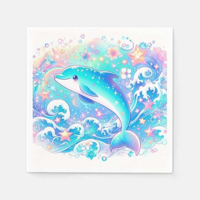 Whimsical Niedlich Delphin Baby Dusche Serviette (Vorderseite)