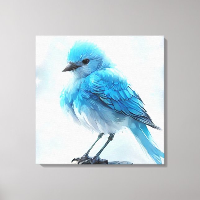 *~* Whimsical Niedlich Detailed Blue Bird AP54 Art Leinwanddruck (Vorderseite)