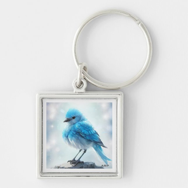 *~* Whimsical Niedlich Detailed Blue Bird AP54 Art Schlüsselanhänger (Vorne)