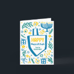 Whimsical Niedlich Dreidel Menorah CUSTOM HANUKKAH Feiertagskarte<br><div class="desc">Perfekte niedliche Karte für einen lustigen Urlaub! Handgemachte Kunst für Sie! Vollständig anpassbar! Klicken Sie auf "Personalisieren" oben, um den Text zu bearbeiten. Klicken Sie auf "Bearbeiten mit dem Designwerkzeug", um die Schriftart, Farben und Einstellungen anzupassen. (Karo auch mein Shop für alternative Designs) Dies ist eine gefaltete Karte, Karo meinen...</div>