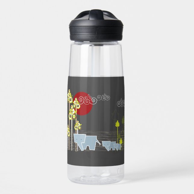 Whimsical Niedlich Elephant Family in Forest Trees Trinkflasche (Vorne)