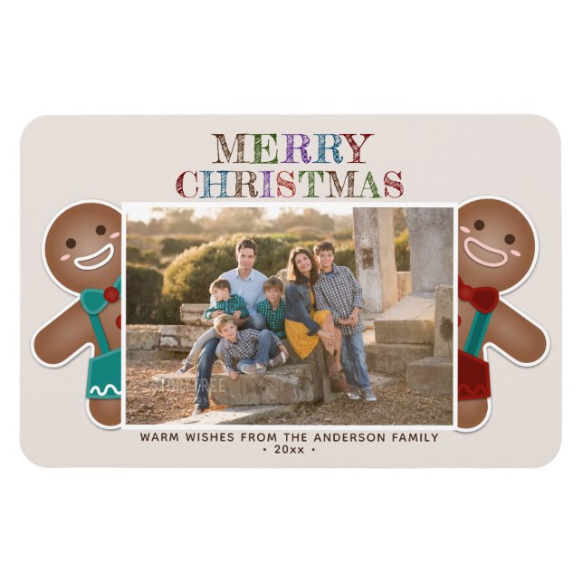 Whimsical Niedlich Gingerbread Frohe Weihnachts-Fo Magnet (Horizontal)