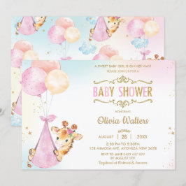 Whimsical Niedlich Giraffe Balloons Baby Shower Gi Einladung