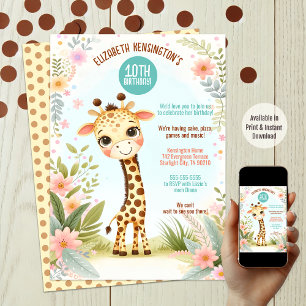 Whimsical Niedlich Giraffe Geburtstagsparty Einladung