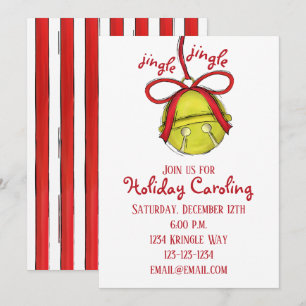 Whimsical Niedlich Gold Jingle Bell Holiday Party Einladung