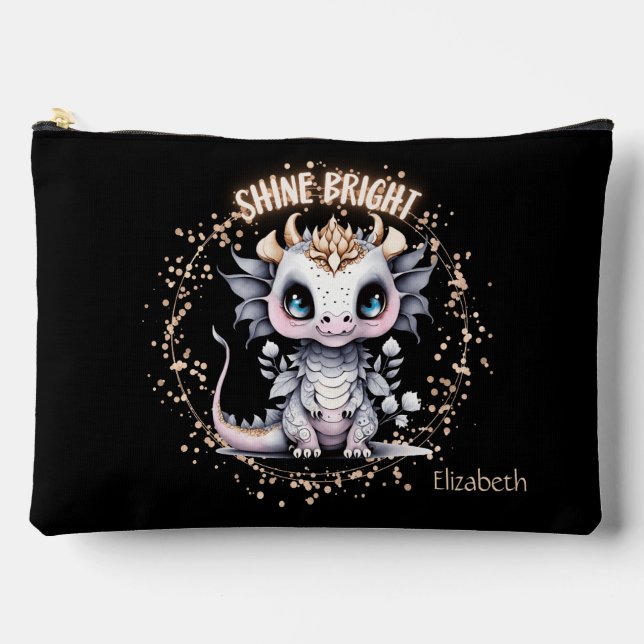 Whimsical Niedlich Golden "Shine Bright" Kleiner D Zubehörtasche (Vorderseite)