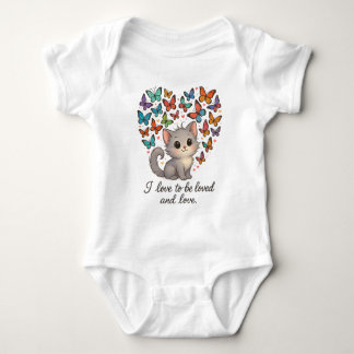 Whimsical Niedlich Kitten mit Schmetterlingen & Zi Baby Strampler