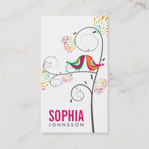 Whimsical Niedlich Love Birds Floral Boutique Iden Visitenkarte