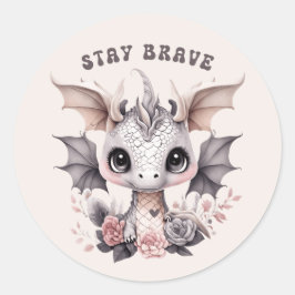 Whimsical Niedlich Pink "Bleibe Brave" Kleiner Dra Runder Aufkleber