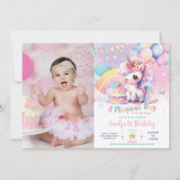Whimsical Niedlich Rainbow Unicorn Geburtstagsbild