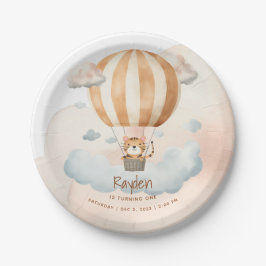 Whimsical Niedlich Tiger Hot Air Ballon 1. Geburts Pappteller
