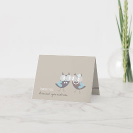 Whimsical Niedlich Wedding Brown Blue Owls Vielen  Dankeskarte