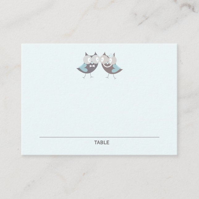 Whimsical Niedlich Wedding Owls Hochzeiten Platzka Platzkarte (Vorderseite)