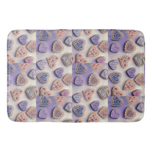 Whimsical niedliche farbige Kekse Herz Aquarell Badematte