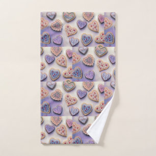 Whimsical niedliche farbige Kekse Herz Aquarell Handtuch