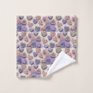 Whimsical niedliche farbige Kekse Herz Aquarell Waschlappen