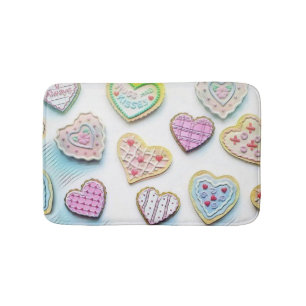 Whimsical niedliche Herzen bunt zeichnend Badematte