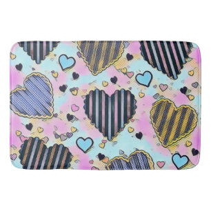 Whimsical niedliche Herzen bunt zeichnend Badematte