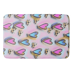 Whimsical niedliche Herzen bunt zeichnend Badematte