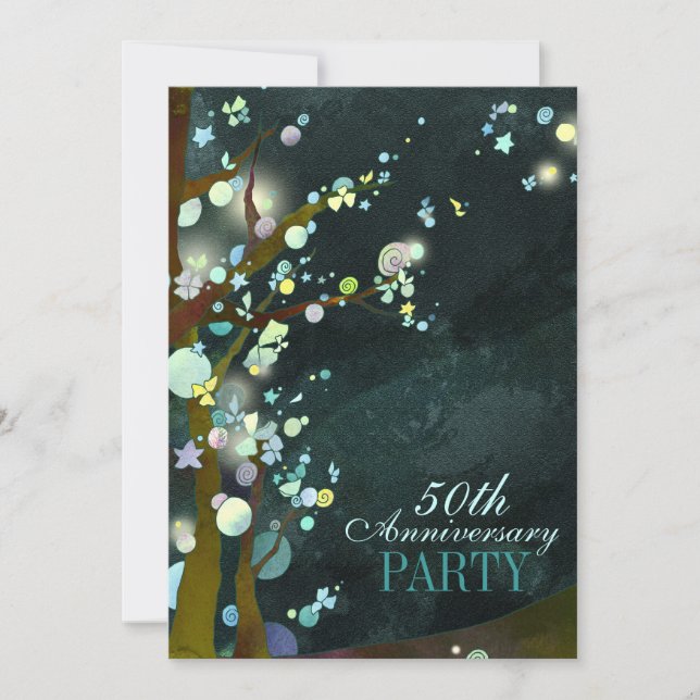 Whimsical Night 50 Jahre Party Einladung (Vorderseite)