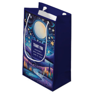 Whimsical Night Big Moon Landschaft Danke Kleine Geschenktüte