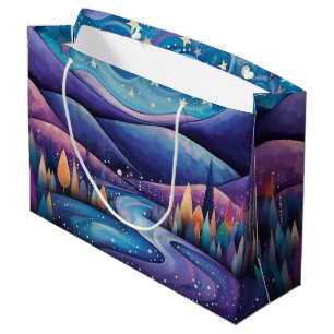Whimsical Night - Fluss, Bäume, Berge Große Geschenktüte