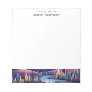 Whimsical Night - Fluss, Bäume und Berge Notizblock
