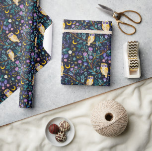 Whimsical Night Owl Muster - Bezaubernder Wald Geschenkpapier