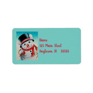 Whimsical North Pole Snowman Mouse Wasserfarbe Kun Adressaufkleber