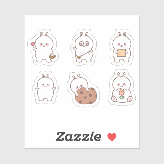 Whimsical Notebook Bunny Art Collection Aufkleber (Blatt)