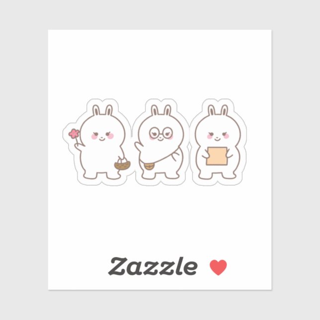 Whimsical Notebook Bunny Art Collection Aufkleber (Blatt)