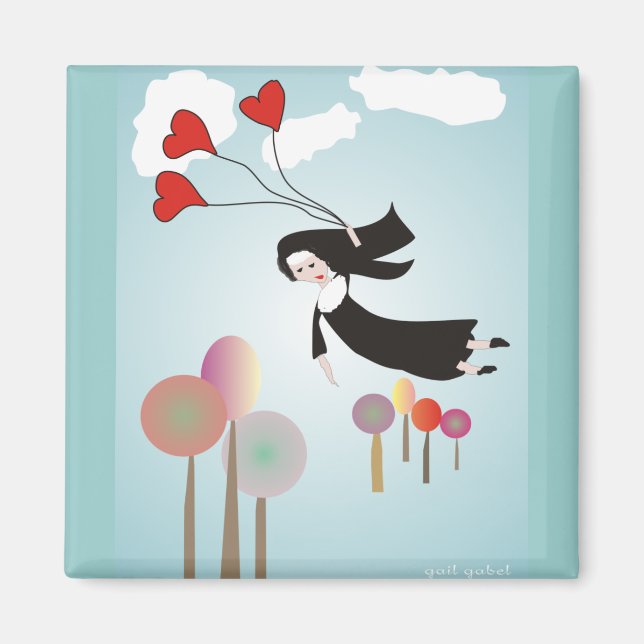 Whimsical Nun Art Geschenke Magnet (Vorne)