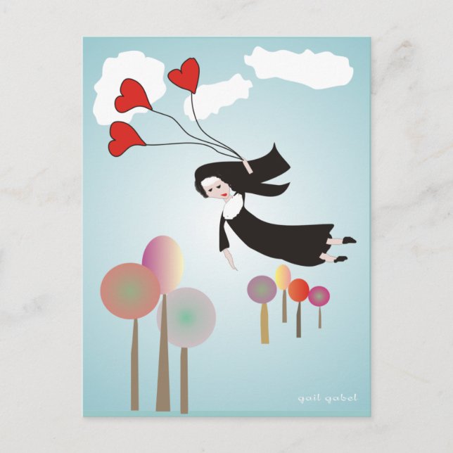 Whimsical Nun Art Geschenke Postkarte (Vorderseite)