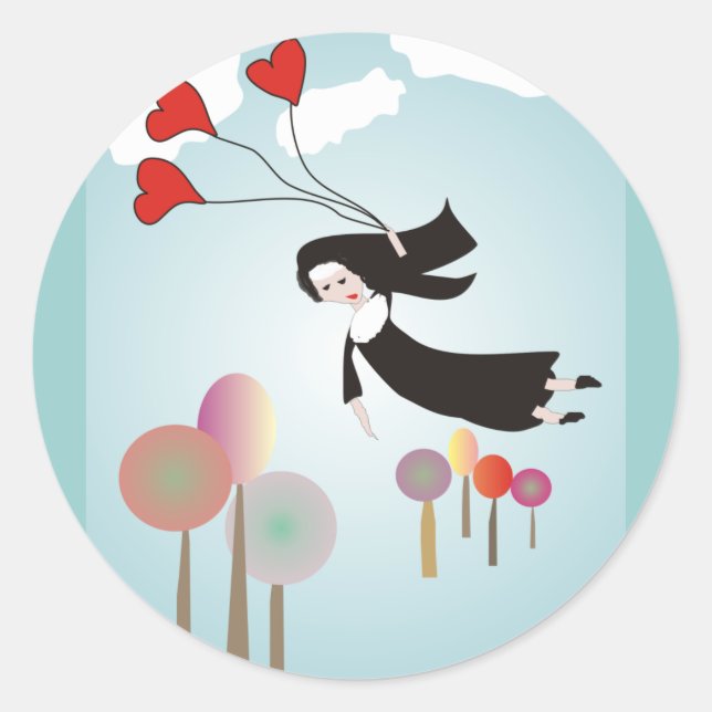 Whimsical Nun Art Geschenke Runder Aufkleber (Vorderseite)
