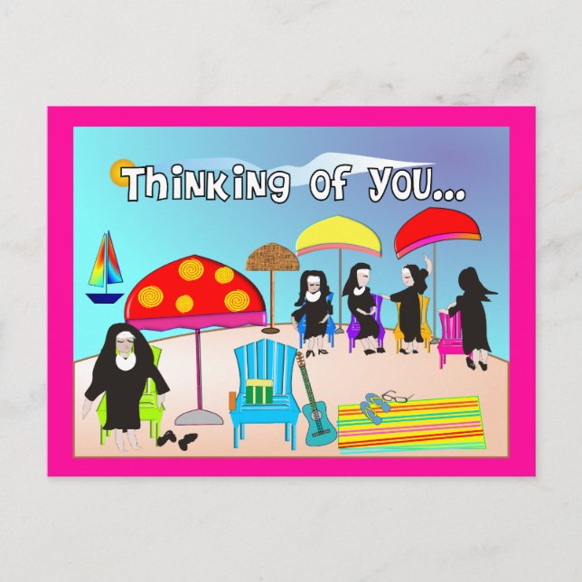 Whimsical Nun Art Gifts & Cards Postkarte (Vorderseite)