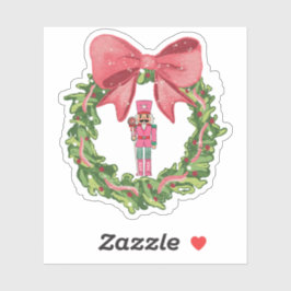 Whimsical Nutcracker Christmas Wreath Aufkleber