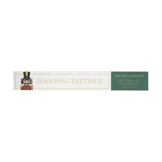 Whimsical Nutcracker in Green Rundum-Adressaufkleber (Person)