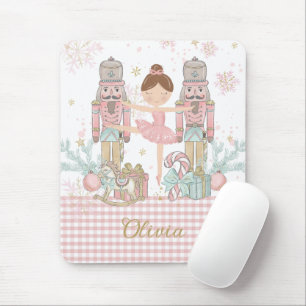 Whimsical Nutcracker Pastell Pink Weihnachtsballet Mousepad