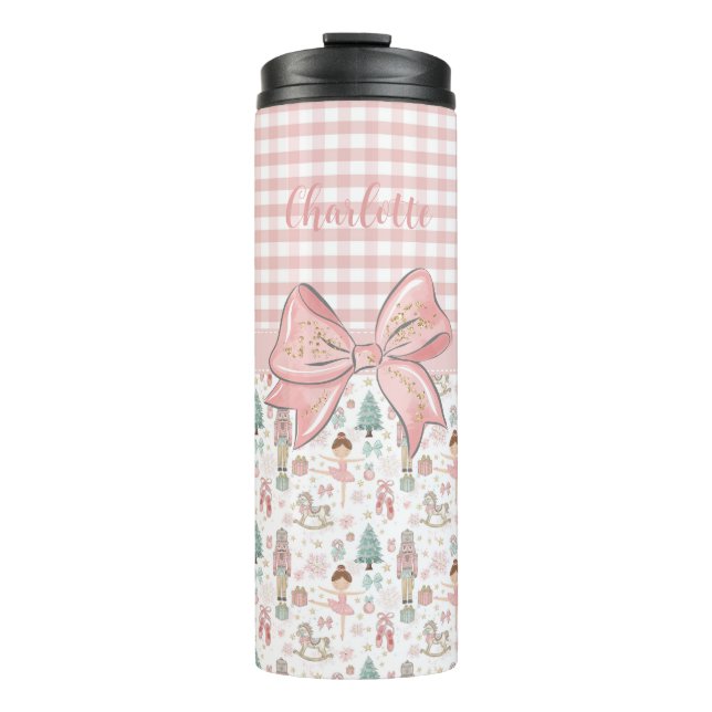Whimsical Nutcracker Pastell Pink Weihnachtsballet Thermosbecher (Vorderseite)