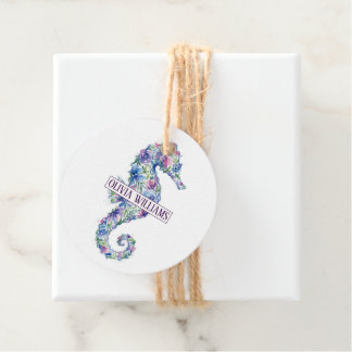 Whimsical Ocean-Seepferdchen Botanische Blumen Geschenkanhänger