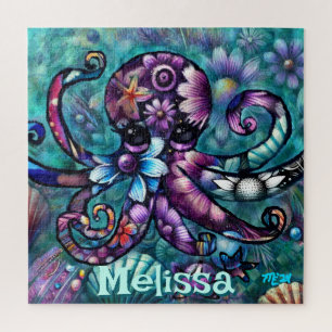 Whimsical Octopus Floral Aquamarin Küsten Personal