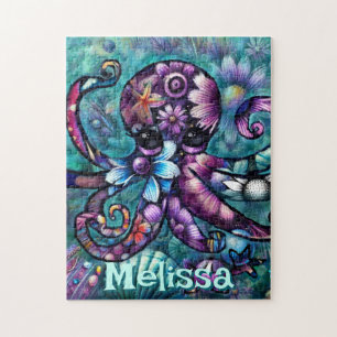 Whimsical Octopus Floral Aquamarin Küsten Personal