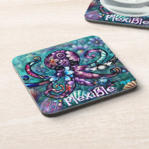 Whimsical Octopus Floral Aquamarin Küsten Personal Getränkeuntersetzer