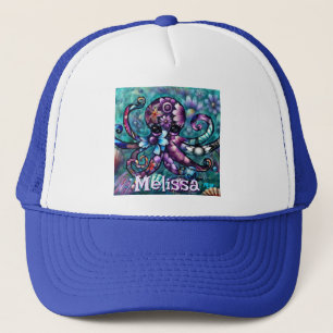 Whimsical Octopus Floral Aquamarin Küsten Personal Truckerkappe