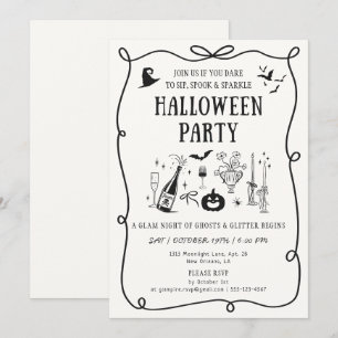 Whimsical off-white Boos & Bows Halloween-Party Einladung