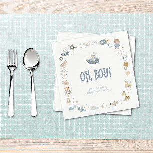 Whimsical Oh Boy Watercolor Doodle Kinderdusche Serviette