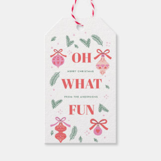 Whimsical Oh What Fun Christmas Gift Tag Geschenkanhänger
