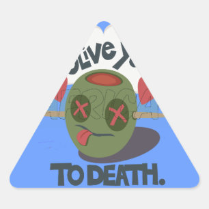 Whimsical "Olive My Heart" Funny Face Design Dreieckiger Aufkleber