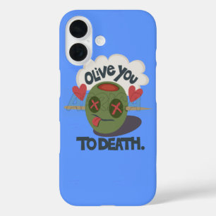 Whimsical "Olive My Heart" Funny Face Design iPhone 16 Hülle